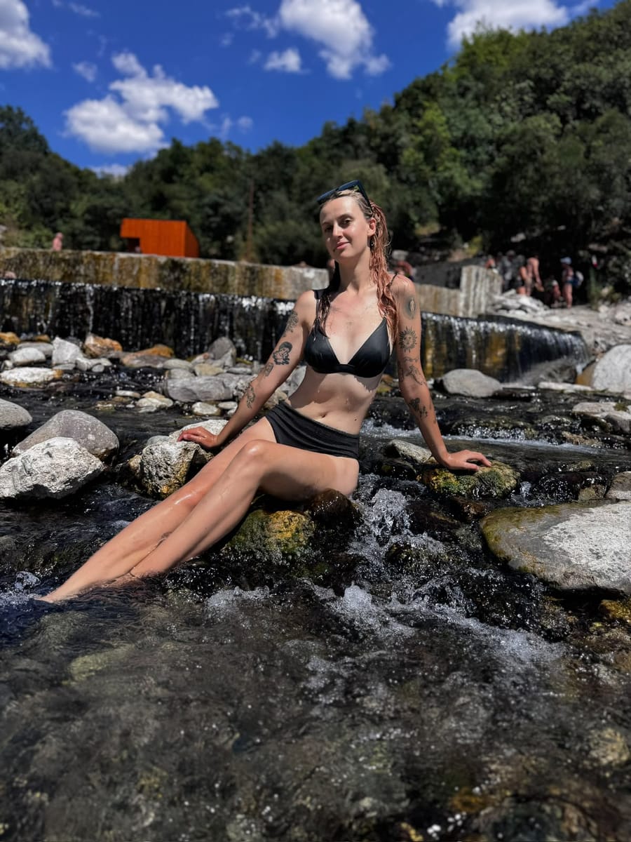 Relaxing in the warm water of a thermal spring, southern Albania